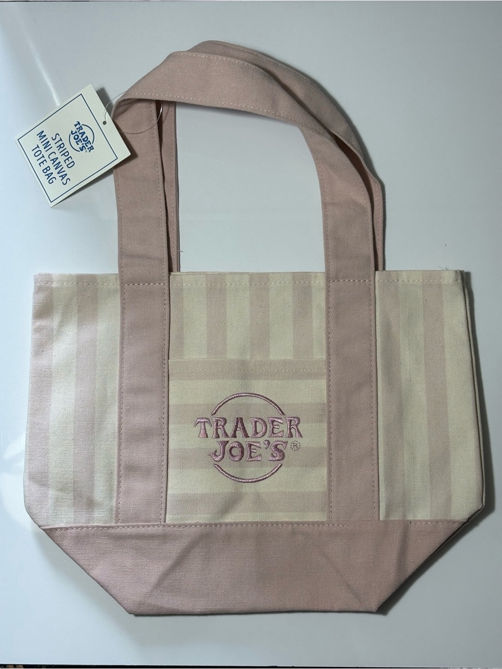 Trader Joe's Pink Stripe Canvas Tote